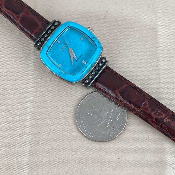 Vintage Beautiful Ecclissi Sterling Silver 925 Electric Blue Turquoise Watch - Picture 5 of 12